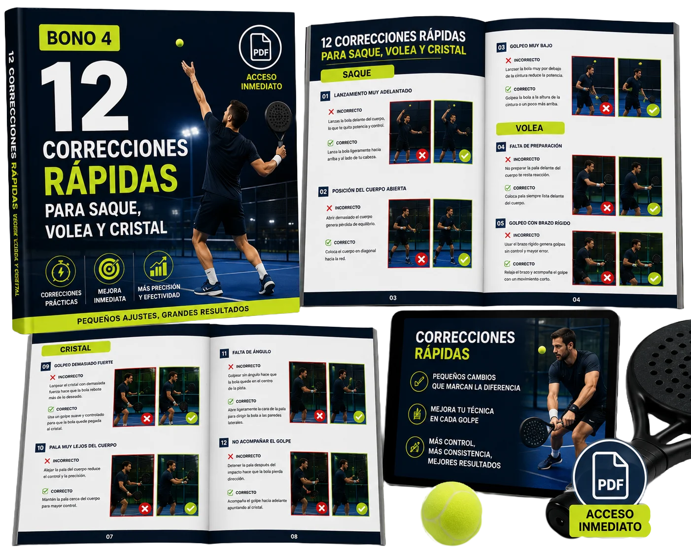 Bono 4 — 12 Correcciones Rápidas para Saque, Volea y Cristal