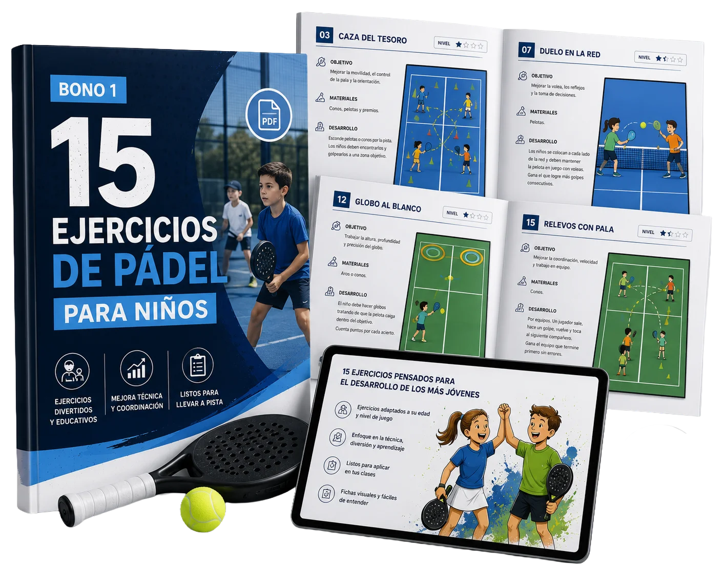 Bono 1 — 15 Ejercicios de Pádel para Niños