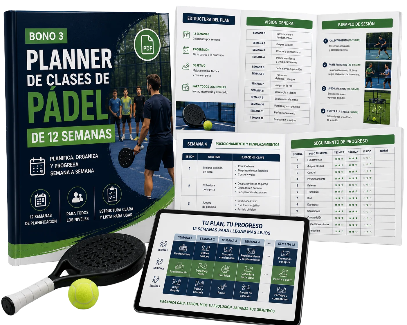 Bono 3 — Planner de Clases de Pádel de 12 Semanas